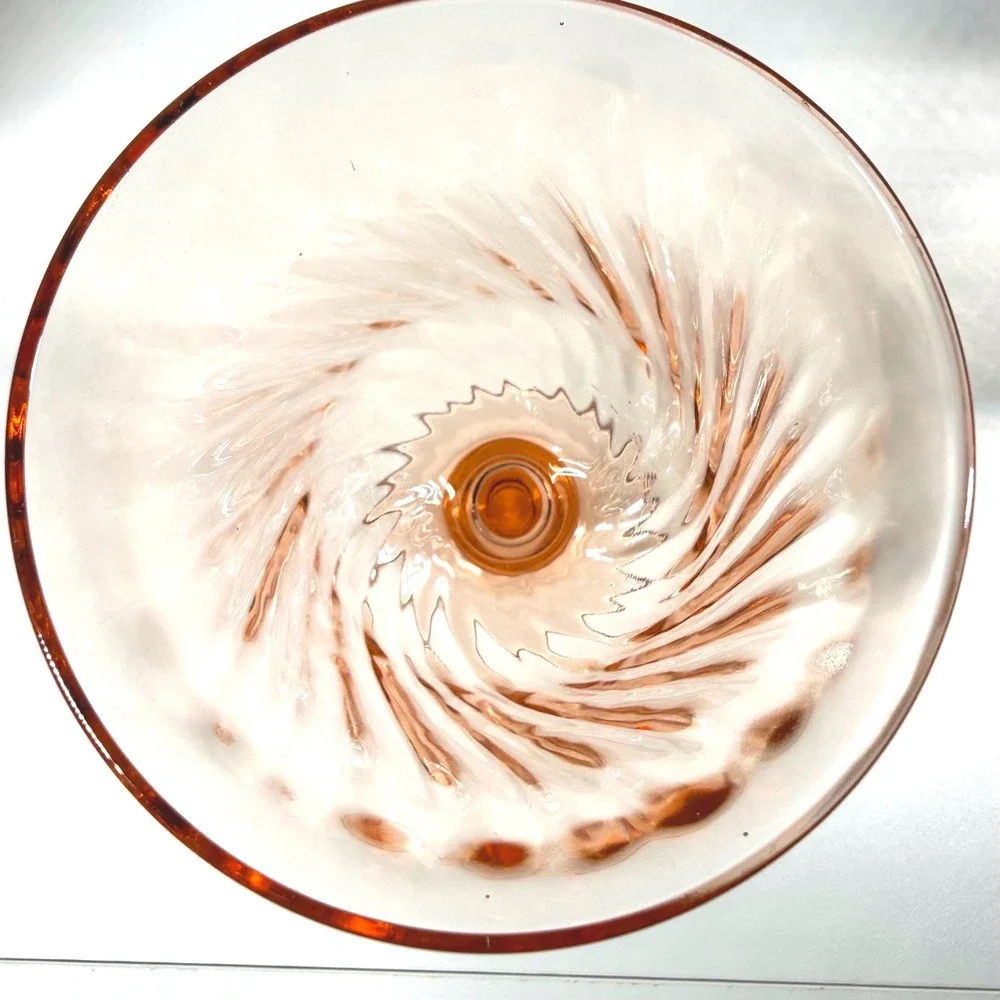 3 Luminarc Arcoroc France Rosaline Pink Swirl Water Wine Goblets Vintage 6.25in